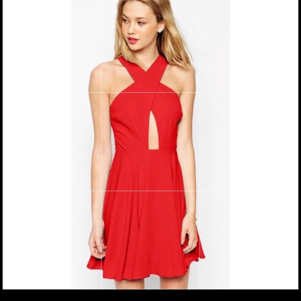 ASOS Cross Front Super Full Skater Dress-Size 8